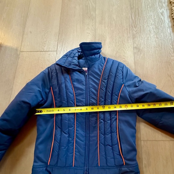 Vintage SKYR Women’s Goose Down Navy Blue Ski Jacket Orange Stripes ZipUp Medium - Picture 8 of 8
